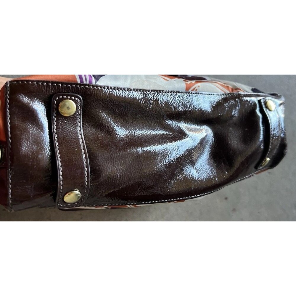 Vintage COACH Ashley Scarf C's Print LARGE Satchel Purse Bag Orange Purple - Picture 11 of 14